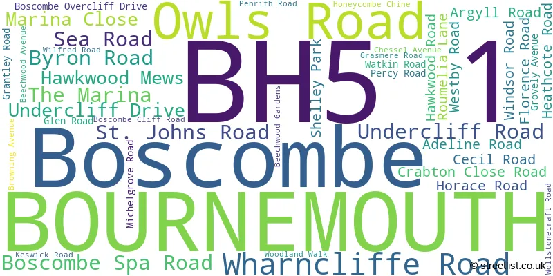 A word cloud for the BH5 1 postcode